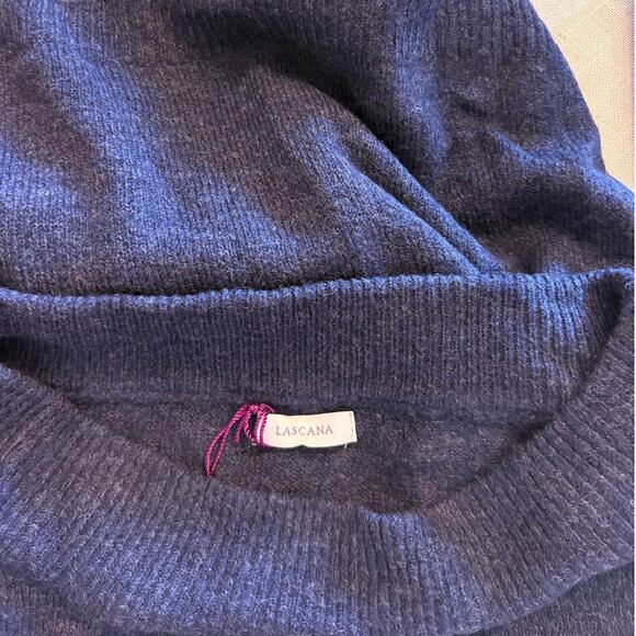 LASCANA Boatneck Blue Sweater | Tie Waist Cozy Lightweight Fall Top | SMALL - Picture 6 of 8